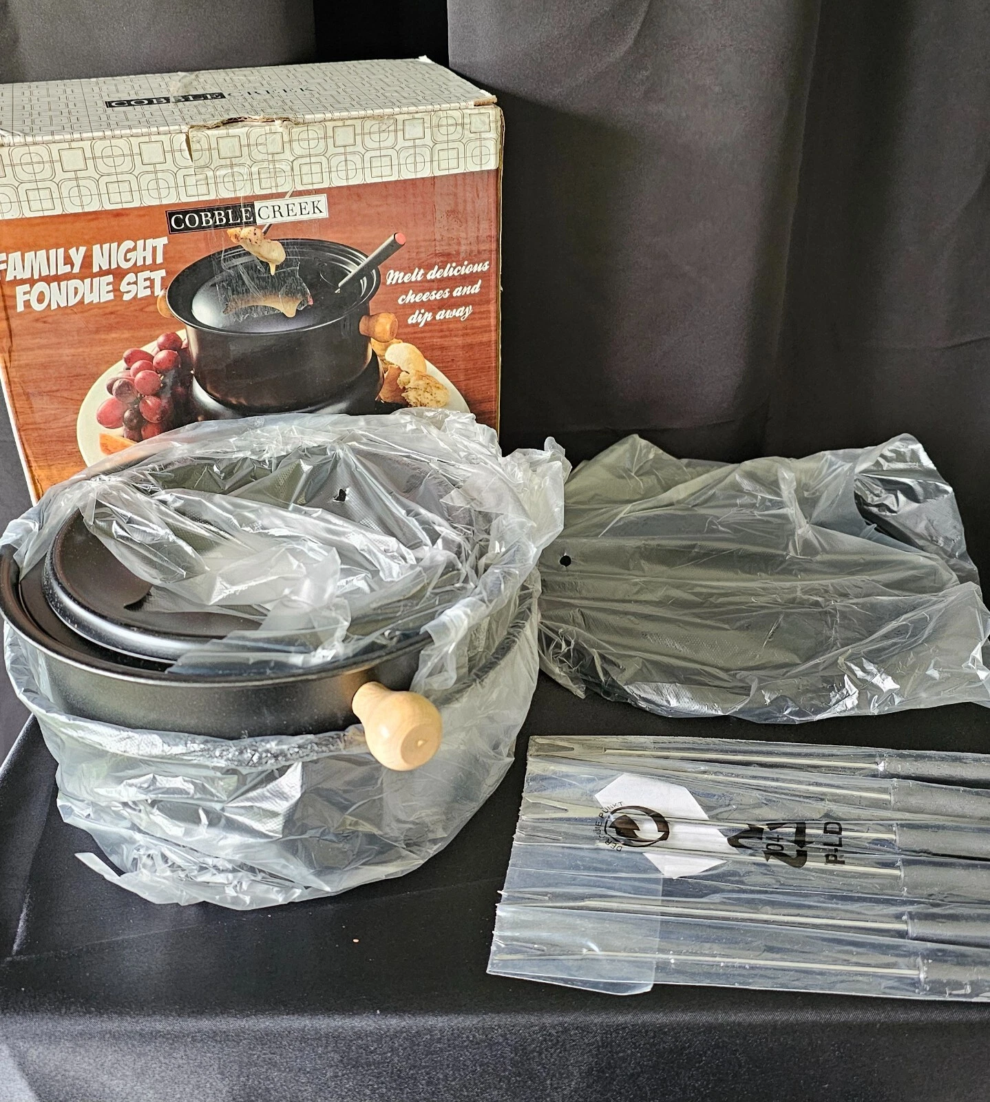 Vintage Cobble Creek Family Night Fondue Set, Perfect for Dipping Fruit, Veggies