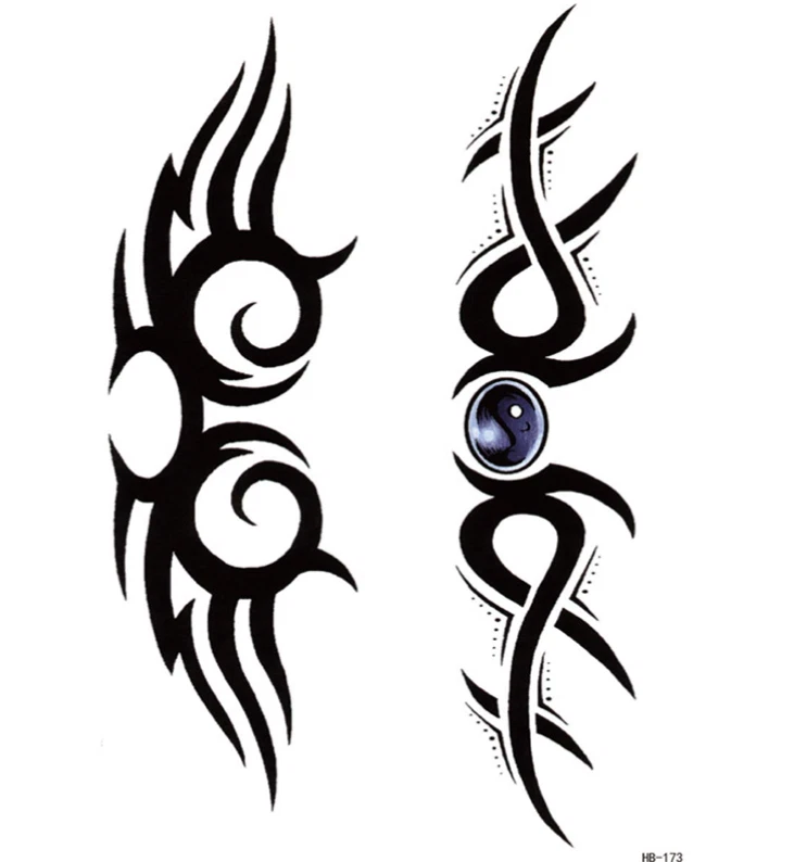 Temporary Large Realistic Tribal Black Tattoos Art Arm Chest Body Sticker HB173 - product detail image 1