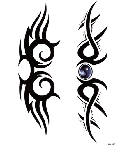Temporary Large Realistic Tribal Black Tattoos Art Arm Chest Body Sticker HB173 - product listing photo