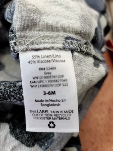 3-6 Month Wonder Nation Baby Boy's Gray Camo Linen 2 Piece Set Top & Shorts - Picture 4 of 6