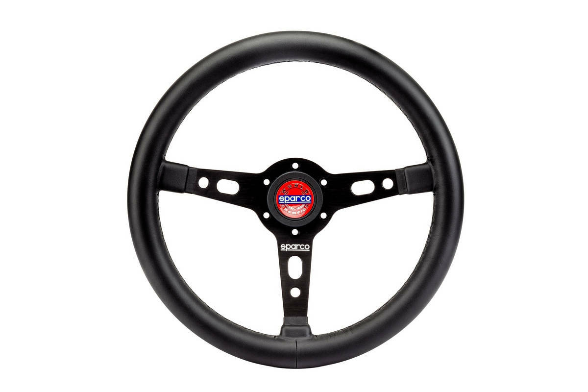 Volant De Course - SURENHAP - 350mm - Cuir Perforé Noir - Aluminium