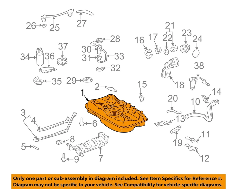 Used Fuel Tank fits: 2002 Toyota Camry Grade A Foto 3 de 4