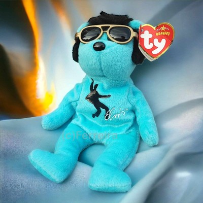 TY BEANIE BABIES BLUE BEANIE SHOES ELVIS PRESLEY BÄR BLAU 2008