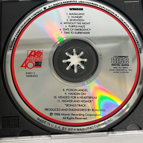 Winger CD self titled 1988 preowned heavy metal band - Imagen 7 de 8