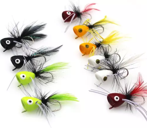 Fly Fishing Poppers, Topwater Fishing Lures Bass Crappie Bluegill Sunfish Panfis