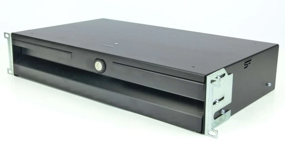 2 HE 19" SFX Rackschublade schwarz abschliessbar 27cm tief Rack Schublade Schloß - Bild 3 von 4