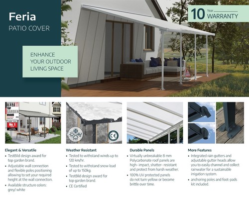 CANOPIA | Feria 4X8.5 Aluminum Patio Cover White Clear - Picture 8 of 9