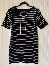 Jones New York Sweater Dress Black and White Stripe Size Small