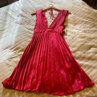NWT Sincerely Jules Hot pink plunge neck dress. Size S | eBay