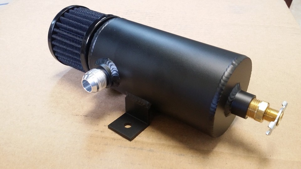 Prosport F-150 Dual Baffle Aluminum Oil Catch Can; Black PSCCAN