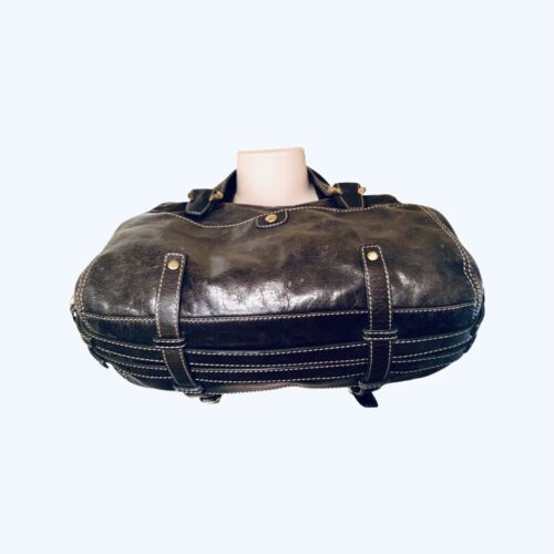 Borsa Francesco Biasia invecchiata tasche esterne pelle doppio commercio nera Med usata in ottime condizioni - Foto 2 di 12