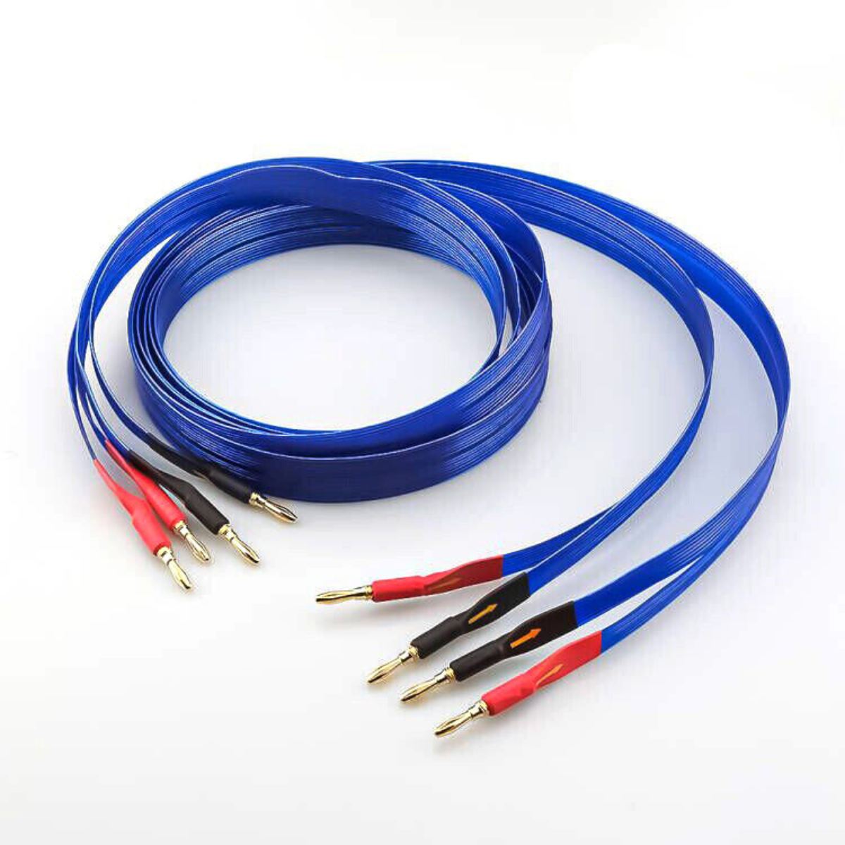 1pair 8AWG OCC Ribbon Flat HiFi Audio Speaker Cable With Gold Plate