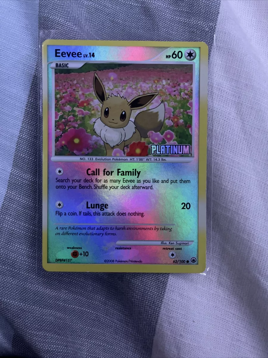 Platinum Eevee Promo Pokemon Card 62/100 Holo. NM