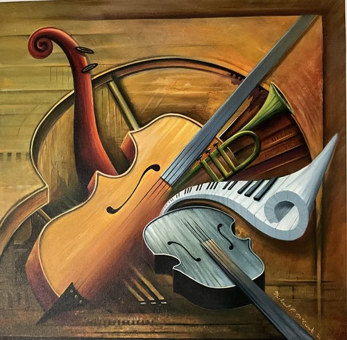 Michael MCCRINK, Harp Of Love, Canvas Giclee, Signed On Plate 24”x24” 2005’ - Picture 1 of 3
