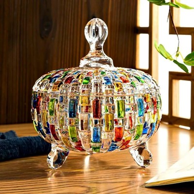 Colorful Crystal candy jars Candy jars with lids Christmas candy jar bowl, 24 oz
