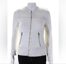 IRO White Cardigan Zip Up Size 36
