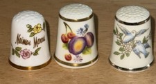 Three English Porcelain Thimbles -one Caverswall And Two Royal Worcester