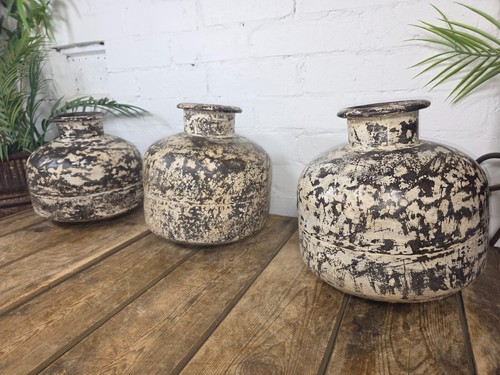 Vintage Rustic Authentic Indian Heavy Duty Iron Metal Water Pot Vase Lota - Picture 2 of 7