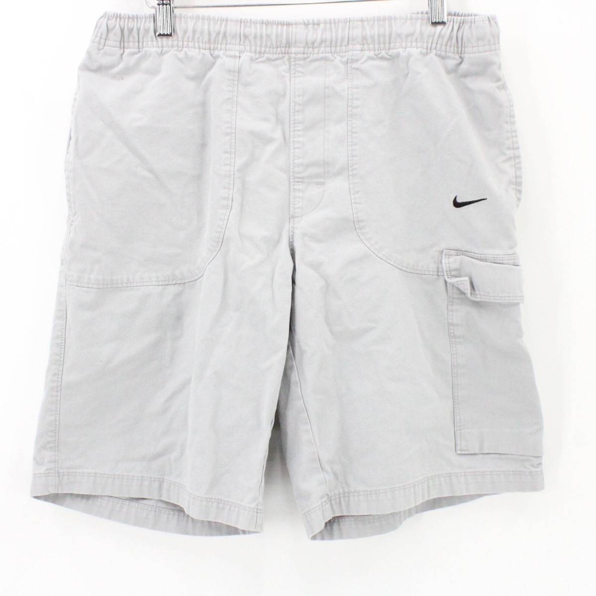Vintage Nike Cargo Shorts Mens Gray Drawstring Pull On Embroidered