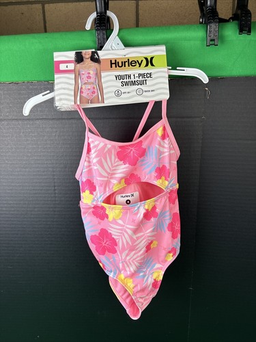 Hurley Girls One Piece Swimsuit Size 4 Pink Flamingo - Picture 5 of 6