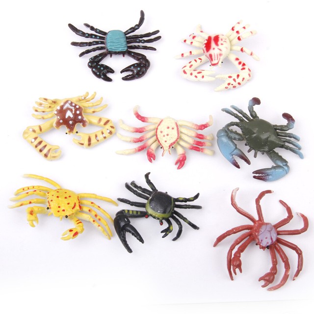 8pcs Crabs Assorted Toy Plastic Figures Ocean & Beach Life Educational