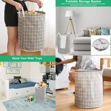 US 1 Pcs Large Foldable Laundry Hamper Dirty Clothes Basket Linen Storage Bag