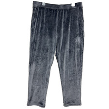 House Of Harlow 1960 Soft Velour Pants Women XL Gray Pull On Pockets inseam flaw