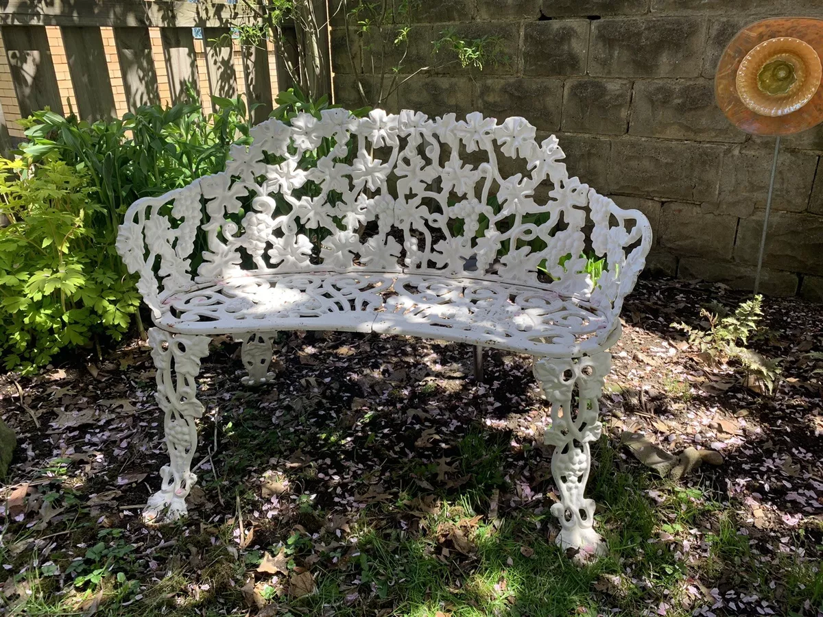 Cast Iron Victorian Style Grapevine Garden Settee Bench 10 Pieces
