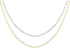 Paperclip Chain 14K Solid Gold 1.8mm Minimalist Cable Chain Long Link Necklace