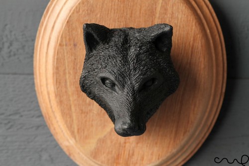 Handmade Black Resin Fox Head Wall Mount Wall Hanging Taxidermy Animal Gift - Picture 5 of 6