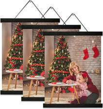 3 Pack Magnetic Poster Hanger Frame 12 Inch Black,12X16 12X18 12X20 12X24 Wood M