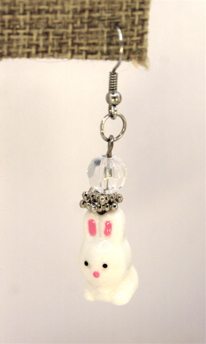 Ceramic Easter Bunnies Bunny Rabbit EARRINGS Hook Pierced Dangle