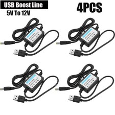 4PCS DC 5V to 12V 1A USB Power Supply Converter 5.5 2.1mm 1M USB Boost Cable