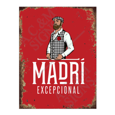 Metal Tin Sign Plaque Madri Beer Home Bar Man Cave Garage Shed Tiki Bar ...