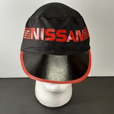 Vintage NISSAN Six Striped Hat  Automotive Tech, Black  Red Hat