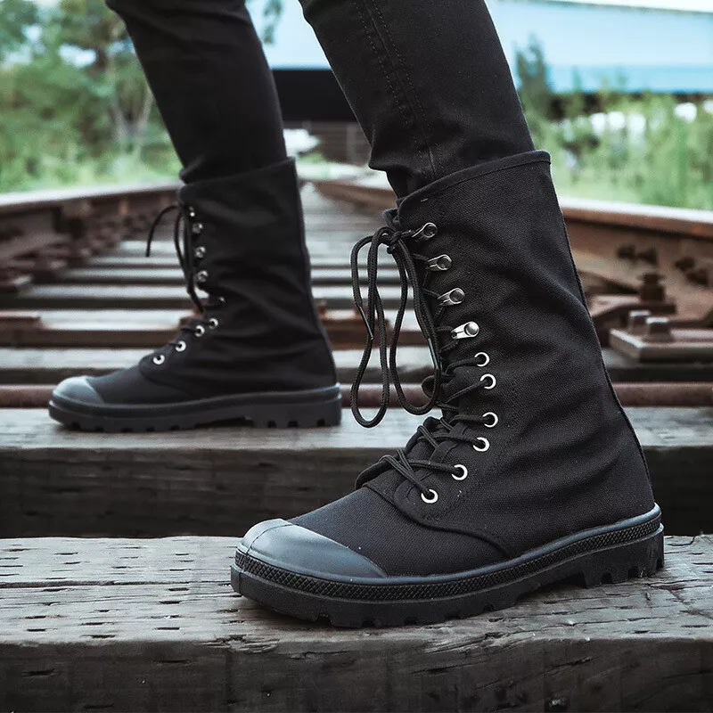 High ankle top canvas sneakers