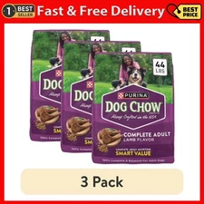 (3 Pack) Purina Dog Chow Complete Dry Dog Food for Adult Dogs High Protein, 