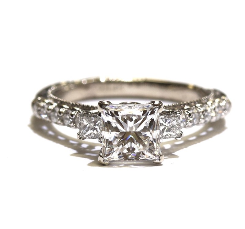 Verragio 14k white gold princess 6x6mm engagement ring mounting semi mount 4.2g
