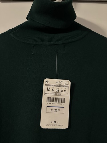 Zara Damen Dünner Stretch Rollkragen Pullover Grün Gr.M Neu - Bild 3 von 6