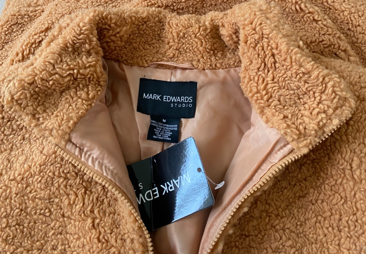 NWT Mark Edwards Studio Women's Orange Faux Fur Full Zip Jacket