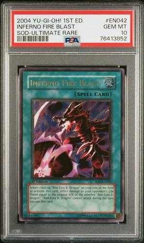 2004 YU-GI-OH! SOD-SOUL OF THE DUELIST #EN042 INFERNO FIRE BLAST PSA 10 POP 6