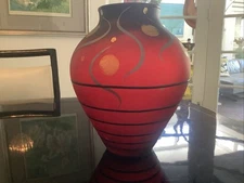 Miracle Studios Hand painted Art Glass Moon Celestial Vase Vlasta Vobornikova