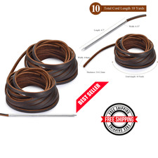 10 Yards Flat Genuine Leather Laces, Leather Strips Cord, Full Grain Cowhide