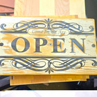 Double-Sided Beige Wooden Open/Closed Door Sign for Retail Store Entrance — photo 1