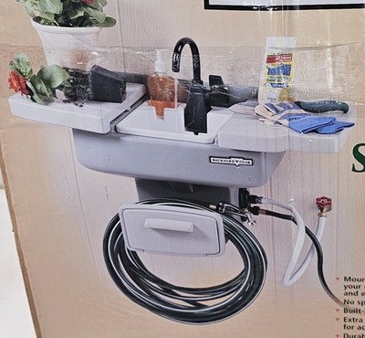 Backyard Gear Water Station Plus Outdoor Garden Sink With Hose Holder & Storage 