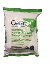 CeraVe Hydrating Makeup Remover Wipes, Plant Based Facial Cleansing Wipes 25pcs