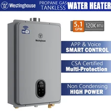 Westinghouse 16L Indoor Tankless Water Heater Propane Gas 120K BTU WIFI Control