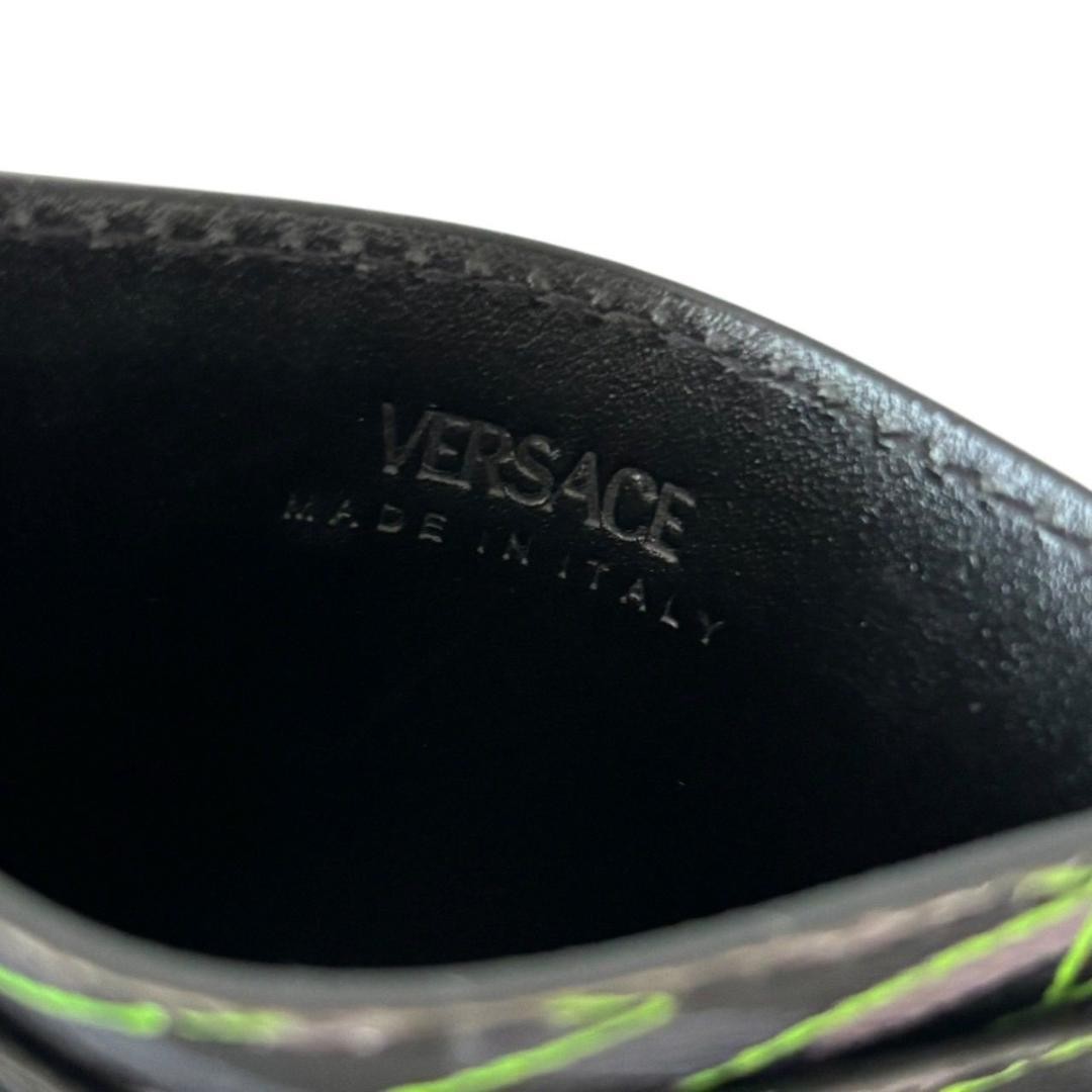 Auth VERSACE Card Case Greca Pattern Leather Grey… - image 9