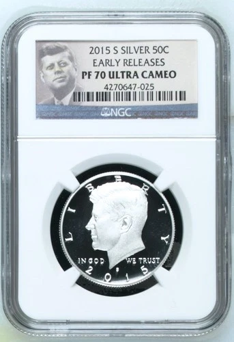 2015 S NGC PF70 Ultra Cameo Proof Silver Kennedy Half Dollar Early Releases