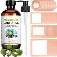 Castor Oil Pack for Belly Button, 60Pcs Self-Adhesive Cotton Patches 8oz Organ